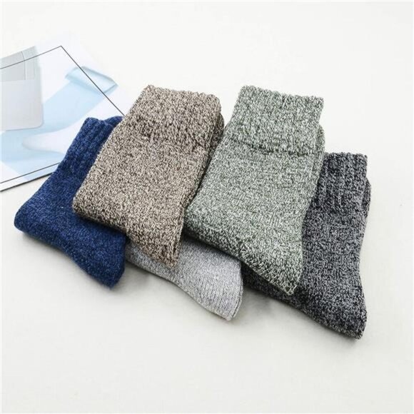 Sports Knit Pattern Womens Winter Socks Crew Cut Cashmere Retro Thick Warm Soft - Picture 5 of 7